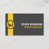 Custom Donkergrijs Zwart Geel Consulting medewerke Visitekaartje (Voorkant)