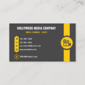 Custom Donkergrijs Zwart Geel Creatief & Media Visitekaartje (Achterkant)