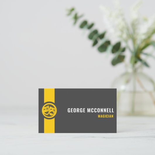 Custom Donkergrijs Zwart Geel Creatief & Media Visitekaartje (Staand voorkant)