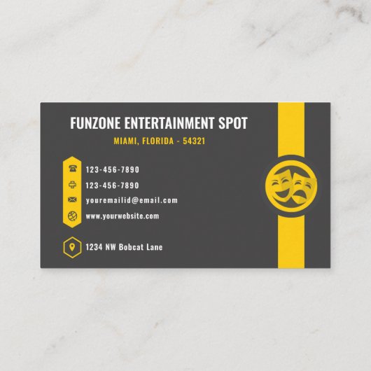 Custom Donkergrijs Zwart Geel Creatief & Media Visitekaartje (Achterkant)