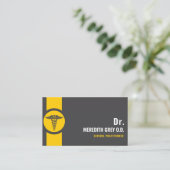 Custom Donkergrijs Zwart Geel Doctor Fancy Visitekaartje (Staand voorkant)