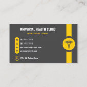 Custom Donkergrijs Zwart Geel Doctor Fancy Visitekaartje (Achterkant)