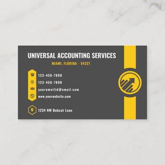 Custom Donkergrijs Zwart Geel Finance Professional Visitekaartje (Achterkant)