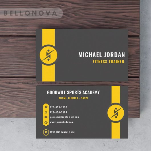 Custom donkergrijs zwart geel kunst en design visitekaartje