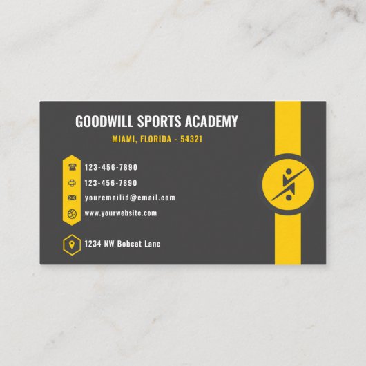 Custom donkergrijs zwart geel kunst en design visitekaartje (Achterkant)