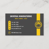 Custom Donkergrijs Zwart Geel Manufacturing Visitekaartje (Achterkant)