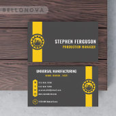 Custom Donkergrijs Zwart Geel Manufacturing Visitekaartje