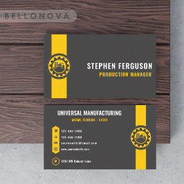 Custom Donkergrijs Zwart Geel Manufacturing Visitekaartje