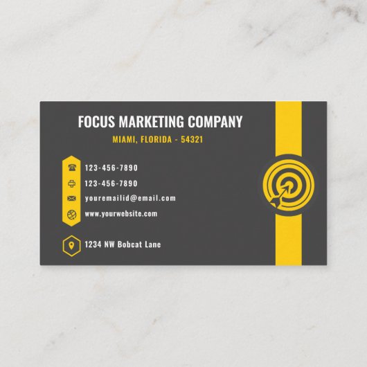 Custom Donkergrijs Zwart Geel Marketing Beroep Visitekaartje (Achterkant)