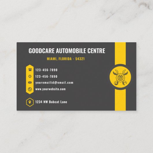 Custom Donkergrijs Zwart Geel Vervoer Visitekaartje (Achterkant)