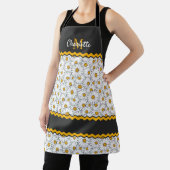Custom Donkergrijs Zwart Wit Geel Daisy Patroon Schort (Insitu)