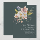 Custom Donkergroen Wit Roze Voor Altijd Liefde Tro Kaart (Voorkant / Achterkant)