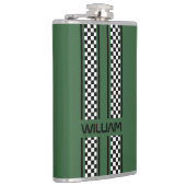 Custom Donkergroen & Zwart Race Sport Stripe Heupfles (Rechts)