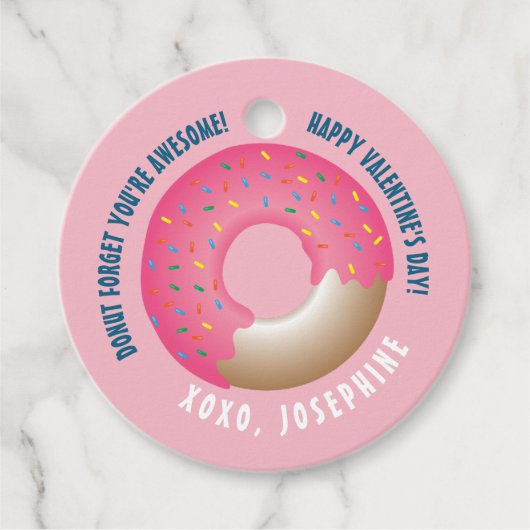 Custom Donut Vergeet dat je Geweldige Valentijnsda Bedankjes Labels (Voorkant)