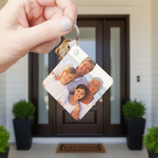 Custom Double Sided 2 Photo Family Sleutelhanger
