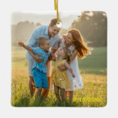 Custom Double Sided Family Two Photo Christmas Cer Keramisch Ornament (Voorkant)