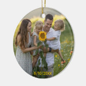 Custom Double Sided Family Two Photo Christmas Cer Keramisch Ornament (Links)