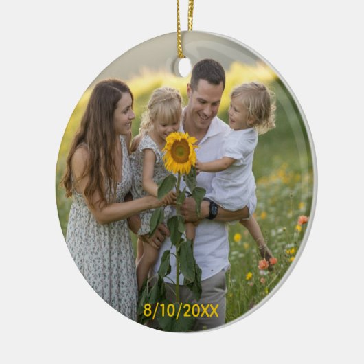 Custom Double Sided Family Two Photo Christmas Cer Keramisch Ornament (Links)