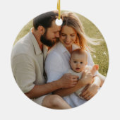 Custom Double Sided Family Two Photo Christmas Cer Keramisch Ornament (Achterkant)