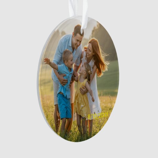 Custom Double Sided Family Two Photo Christmas Cer Ornament (voorkant)