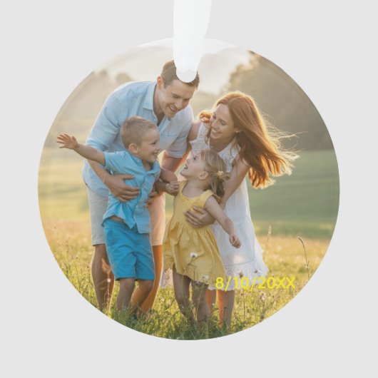 Custom Double Sided Family Two Photo Christmas Cer Ornament (voorkant)