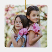 Custom Double Sided Family Two Photo Christmas Keramisch Ornament (Achterkant)