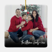 Custom Double Sided Family Two Photo Christmas Keramisch Ornament (Achterkant)