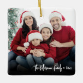 Custom Double Sided Family Two Photo Christmas Keramisch Ornament (Voorkant)