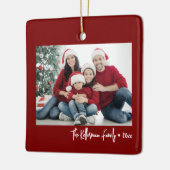 Custom Double Sided Family Two Photo Christmas Keramisch Ornament (Links)