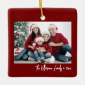 Custom Double Sided Family Two Photo Christmas Keramisch Ornament (Voorkant)