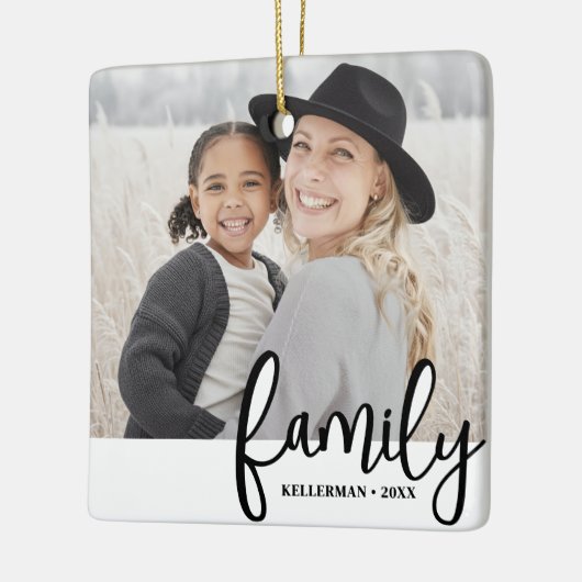Custom Double Sided Family Two Photo Christmas Keramisch Ornament (Links)