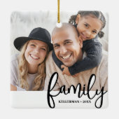Custom Double Sided Family Two Photo Christmas Keramisch Ornament (Achterkant)