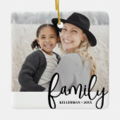 Custom Double Sided Family Two Photo Christmas Keramisch Ornament (Voorkant)