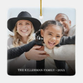 Custom Double Sided Family Two Photo Christmas Keramisch Ornament (Achterkant)