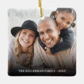 Custom Double Sided Family Two Photo Christmas Keramisch Ornament (Voorkant)