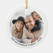 Custom Double Sided Family Two Photo Christmas Keramisch Ornament (Voorkant)