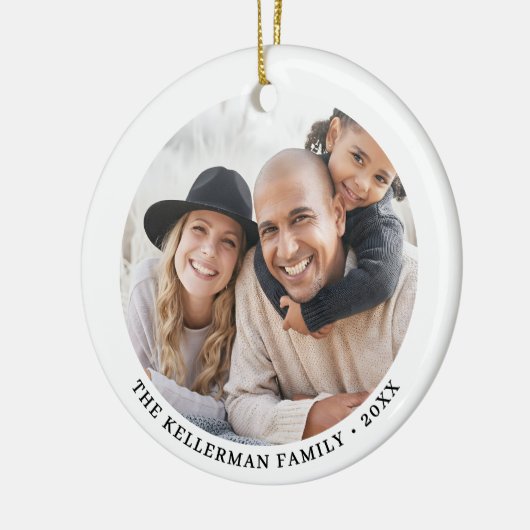 Custom Double Sided Family Two Photo Christmas Keramisch Ornament (Links)