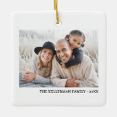 Custom Double Sided Family Two Photo Christmas Keramisch Ornament (Voorkant)