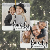 Custom Double Sided Family Two Photo Christmas Keramisch Ornament