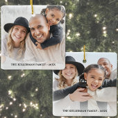 Custom Double Sided Family Two Photo Christmas Keramisch Ornament