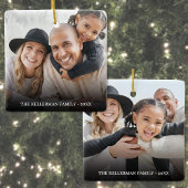 Custom Double Sided Family Two Photo Christmas Keramisch Ornament