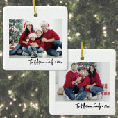 Custom Double Sided Family Two Photo Christmas Keramisch Ornament