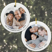 Custom Double Sided Family Two Photo Christmas Keramisch Ornament