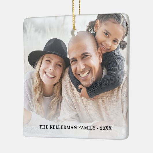 Custom Double Sided Family Two Photo Christmas Keramisch Ornament (Links)