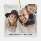 Custom Double Sided Family Two Photo Christmas Keramisch Ornament (Voorkant)