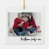 Custom Double Sided Family Two Photo Christmas Keramisch Ornament (Achterkant)