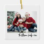 Custom Double Sided Family Two Photo Christmas Keramisch Ornament (Voorkant)