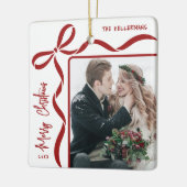 Custom Double Sided Family Two Photo Christmas Keramisch Ornament (Links)
