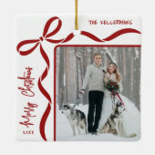 Custom Double Sided Family Two Photo Christmas Keramisch Ornament (Achterkant)