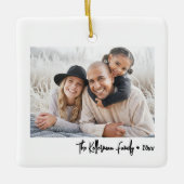 Custom Double Sided Family Two Photo Christmas Keramisch Ornament (Voorkant)